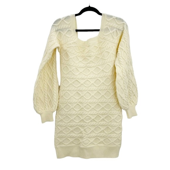 MORE TO COME Simone Cable Knit Dress In Cream Women's Size L NWOT - Picture 3 of 10